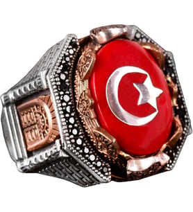 925 Ayar Gümüş Erkek Yüzüğü - Cesur Yıldız ve Hilal Tasarımı, Günlük Kullanım ve Özel Etkinlikler için İdeal