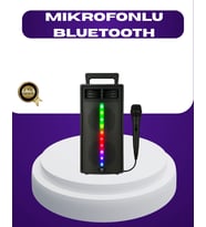 Mey İthalat® Bluetooth Işıklı Hoparlör – 2X5W Güç  Usb + Tf Kart + Fm Radyo  Siyah Renk