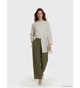 LCW Modest Haki Beli Lastikli Geniş Paça Kadın Pantolon