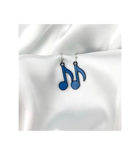 Mavi Müzik Notası Küpe Müzik Öğretmeni / Müzisyen Küpe