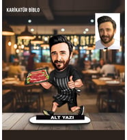 Kişiye Özel Karikatürlü Biblo, İsme Özel Şef Karikatür Biblo - Et ve BBQ Temalı Hediye