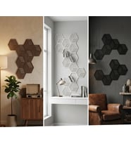 Poligon Geometrik Ahşap Duvar Dekoru – 12’li Modern Tasarım Seti (Siyah)