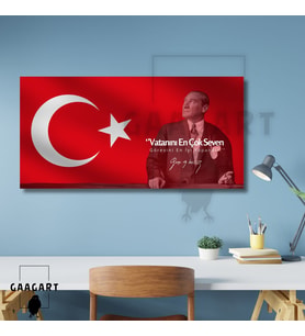 Panoramik Kanvas Makam Panosu Atatürk Sözleri ‘’Vatanını En Çok Seven Görevini En İyi Yapandır.’’
