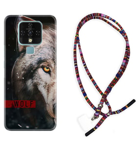 Tecno Camon 16 18P Pova Kılıf Boyun Asklı Rasta Silikon Wolf Eyes 1758