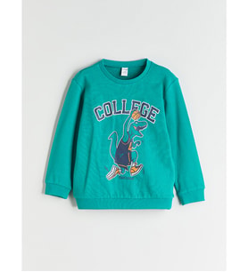 LCW Kids Yeşil Bisiklet Yaka Erkek Çocuk Sweatshirt