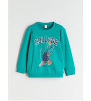 LCW Kids Yeşil Bisiklet Yaka Erkek Çocuk Sweatshirt