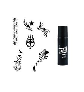 Kuş ve Kol Spray Tattoo Geçici Dövme Seti Dark Siyah Sprey
