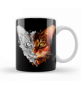 GeoSketch Cat Kedi Kupa Bardak Porselen