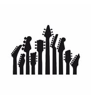 Gitarlar Duvar Sticker Siyah 21x15 cm