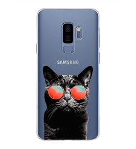 PrintiFy Samsung Galaxy S9 Plus ile Uyumlu 1mm Slim Fit Kedi 3 050d Baskılı Şeffaf  Kılıf