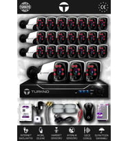 TURKNO 24 Kameralı Pania 24 Dış Kamera Set 100 GB HDD Full HD Gece Görüşlü Güvenlik Kamerası Sistemi