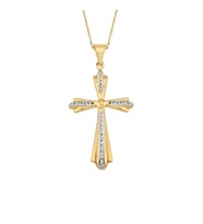 Taşsız Sarı Beyaz Altın Cross Kolye