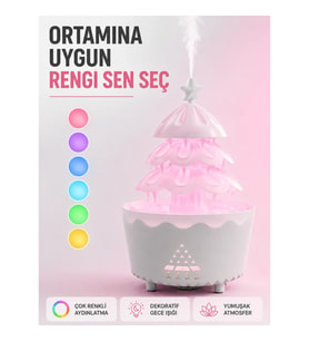 Mey İthalat® Dekoratif Şans Ağacı Ultrasonik Nemlendirici RGB Gece Lambalı Aroma Difüzörü