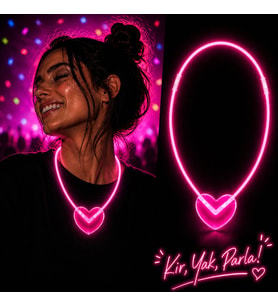 Neon Işıklı Fosforlu Kalp Parti Kolyesi Pembe Renk