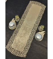 RUNNER MASA ÖRTÜSÜ, 5 PARÇA (ESKİTME SOFT GOLD/ANTRASİT GRİ) (Gold)