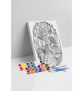 Peri Kızı Desenli Mandala Tuval Boyama Seti 40x50 cm