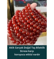 Akik Gerçek Doğal Taş Bileklik ( Strese Karşı Koruyucu Etkisi Vardır ) 8 Mm