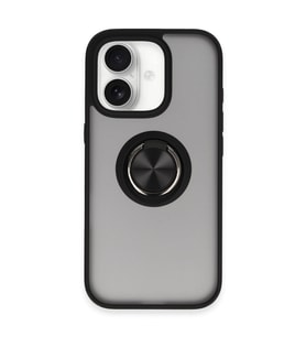 Apple İphone 16 Kılıf Montreal Yüzüklü Silikon Kapak - Siyah