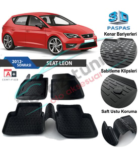 Seat Leon Havuzlu 3D Paspas Niken Siyah 2012 Sonrası