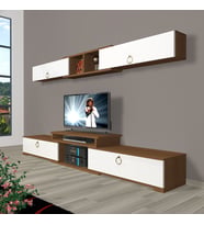 Decoraktiv Flex 5 Mdf Gold Tv Ünitesi Tv Sehpası - Ceviz Beyaz (Beyaz - Kahverengi)