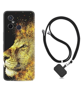 Xiaomi Redmi 12C Kılıf Resimli Boyun Askılı İpli Desenli Silikon Leon 1323