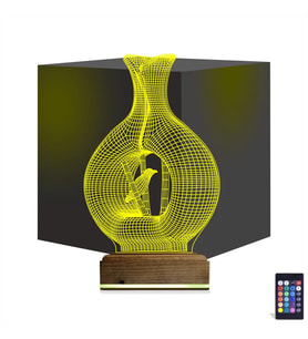 Luvivia Minimalist Vazo Kuş 3D Lamba - Masa Gece Lambası