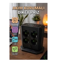 8'li Dikey Çoklu Priz 4 USB 2 Type-C Akım Korumalı Hızlı Şarj