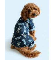 GoodPaws Lacivert Penye Köpek Tulumu  Desenli Köpek Pijaması  Küçük Irklar İçin (Lacivert - Gök Mavi)