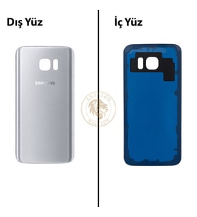 Samsung Galaxy S7 Gümüş Renk Arka Kapak Arka Cam Batarya Kapağı Pil Kapağı Lazer Kesim Back Cover Galaxy S7 Uyumlu