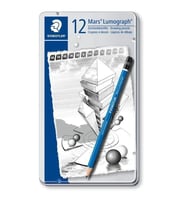 Staedtler Mars Lumograph Dereceli Kalem 12'li Set Metal Kutu (6B-4H) 
