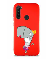 Xiaomi Redmi Note 8 Soft Premier Kapak Pearl Yengeç Tasarımlı Silikon Kılıf - Kırmızı (Şeffaf)
