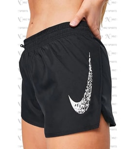 Nike Dri-FIT Swoosh Run Normal Belli Slip Astarlı Siyah Kadın Spor Şort