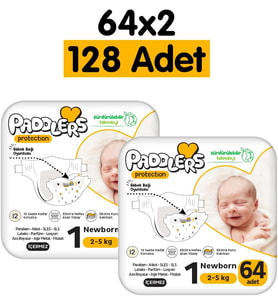 Protection Yenidoğan Bebek Bezi 1 Numara (2-5 Kg) 128 Adet – 2’li Jumbo Set, Maksimum Koruma