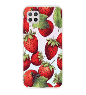 Huawei P40 Lite Uyumlu Çilek Desenli Şeffaf Telefon Kılıfı