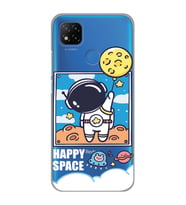 Redmi 9C / Redmi 10A Uyumlu Astronot Desenli Şeffaf Telefon Kılıfı