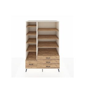 Kronos Dolap 9 Raflı 4 Çekmeceli  132x59x195 Aytaşı-Çam/Çam