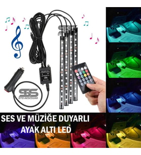 Ayak Altı Led Ses Ve Müziğe Duyarlı Kumandalı 8 Renk 4 Mod Üniversal