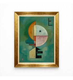 Tablore Geometrik Soyut Kandinsky Tarzı Çerçeveli Tablo - Modern Salon Duvar Dekoru Yeşil