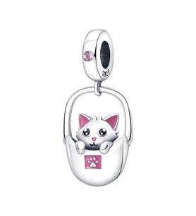 Çantada Kedi Charm  925 Ayar Gümüş