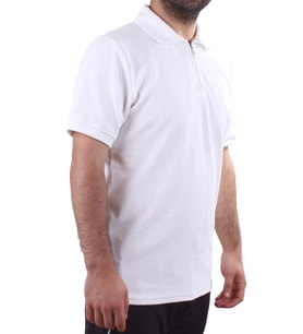 Twister 2290 Ekru Günlük Kısa Kol Normal Kesim Pamuklu Fermuarlı Polo Yaka Erkek Tişört