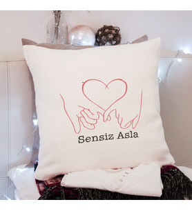 Sevgili Çift ( Sensiz Asla ) Tasarımlı Yastık