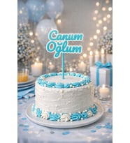 Türk Ailem Pasta Süsleme Seti  Çok Renkli 3D - Canım Oğlum