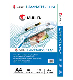 Mühlen Laminasyon Makinesi Filmi 125 Mc A4 1 Paket 100 Adet