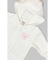 Bebek/Cocuk Nakış Detaylı Fermuarlı Sweatshirt (Ekru-Pembe)