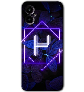 Omix X5 Kılıf HD Desen Baskılı Arka Kapak - Dark Neon Yaprak H Harfi