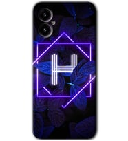 Omix X5 Kılıf HD Desen Baskılı Arka Kapak - Dark Neon Yaprak H Harfi
