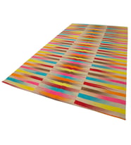 Çok Renkli El Dokuma Salon Kilimi Modern Çizgili Stil Pamuk Yün Karışımlı Şık Kilim
