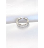 Sıralı Baget Taşlı Silver Renk Ayarlanabilir Yüzük TJ-BYK3110