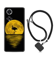 Huawei Nova Y70 Y90 Nova 9 SE  Kılıf Boyun Askılı Silikon Ay ve Flamingo 1775
