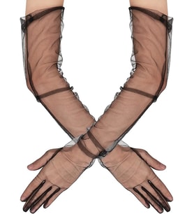 Uzun Boy Likralı Siyah Renk Yetişkin Mega Tül Eldiven 53 cm (Karışık)